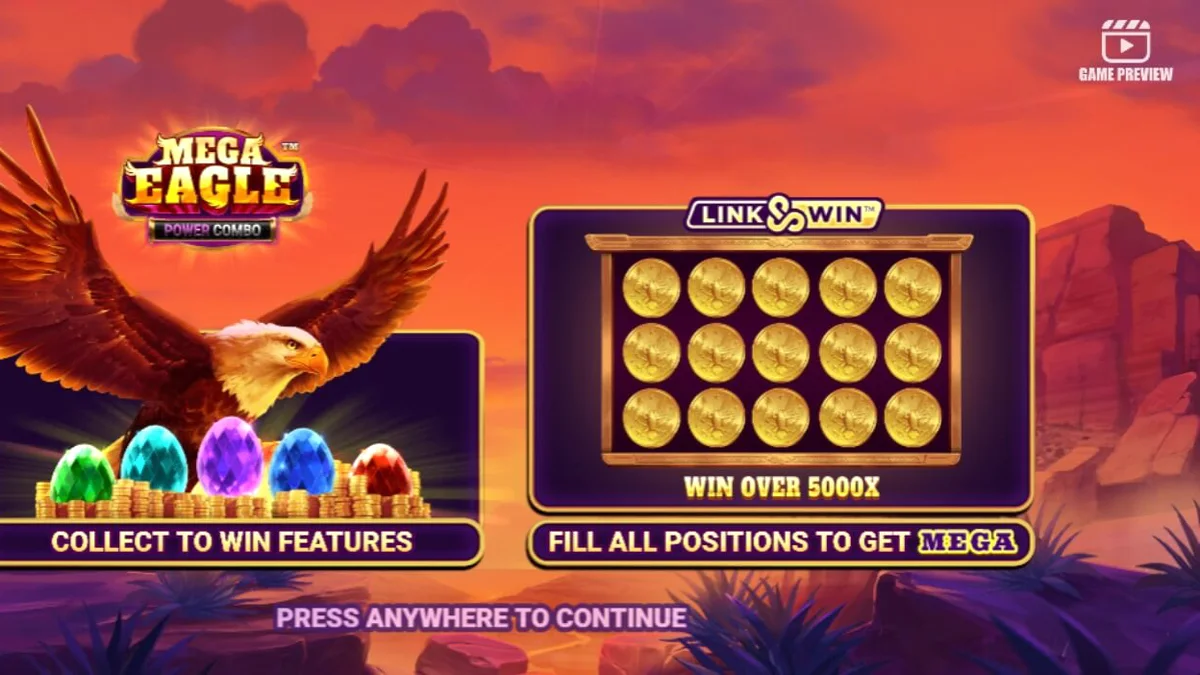Pemandangan alam liar Amerika Utara dalam slot Mega Eagle Power Combo